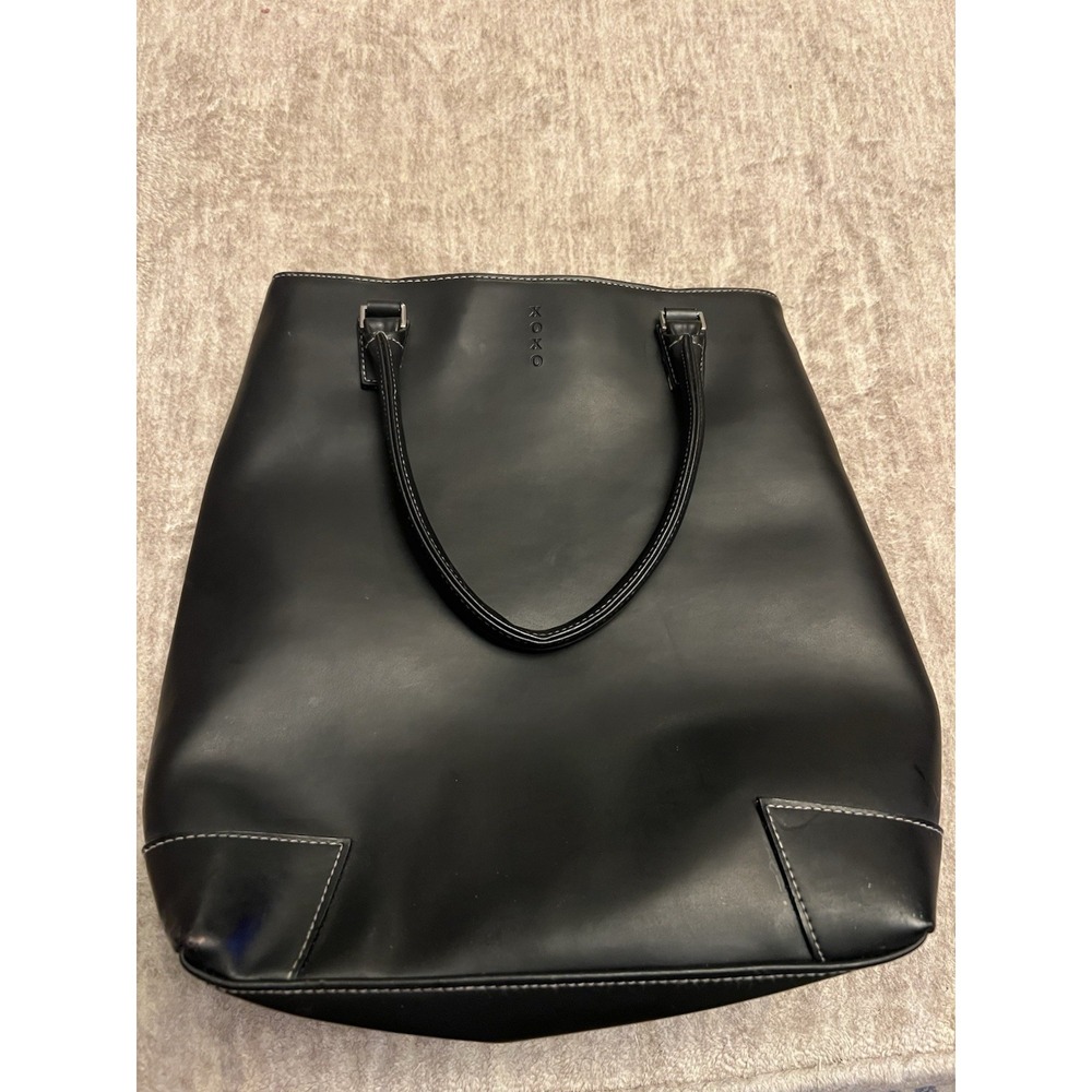 XOXO Tote Black Shoulder Handbag Retro Bucket Bag Vegan Leather